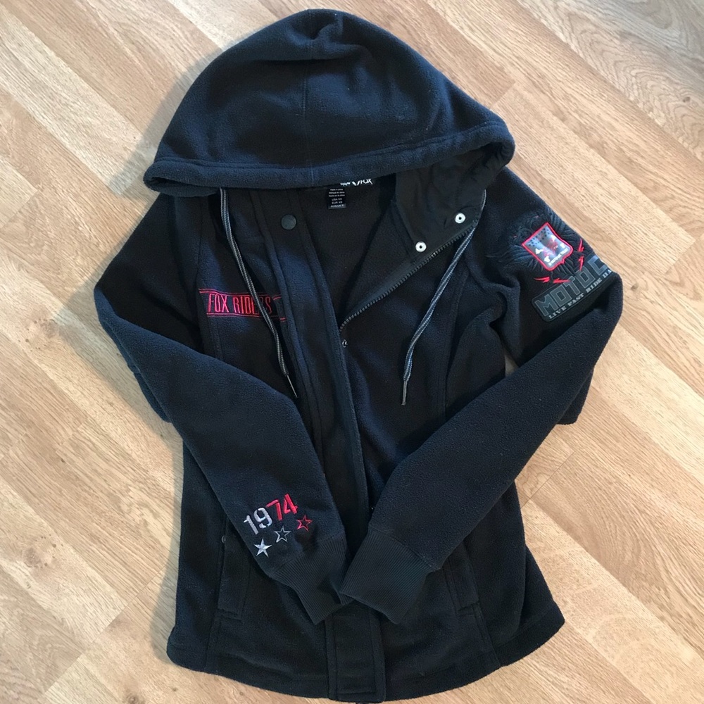Fox Rider black zip up Jacket XS
